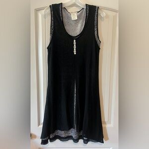 Size medium- ZOE by Michael Phillips- Layered Black Herringbone Open Knit Dress